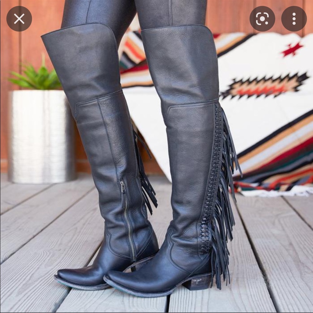 Lane katori boots black size 8.5 removable fringe